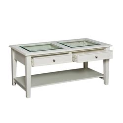 Southern Enterprises Panorama Off White Glass Top Cocktail Coffee Table