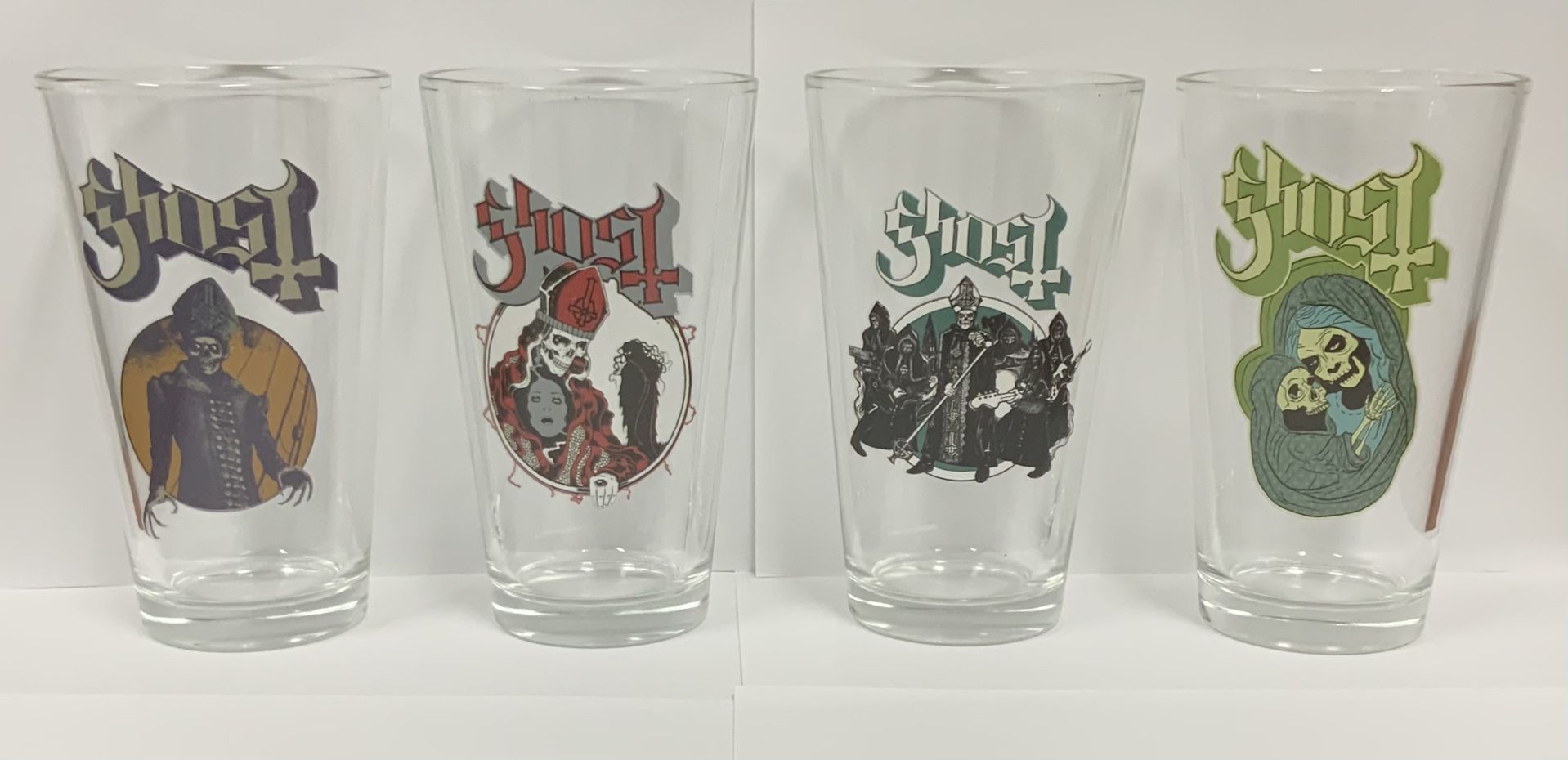 Ghost Set of 4 Pint Pub Glasses Papa Emeritus