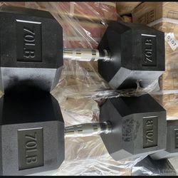 New Pair Of 70 Pounds Dumbbells Altogether 140 Pounds