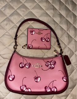 Coach Teri Cherry Print Bag and Wallet Set
