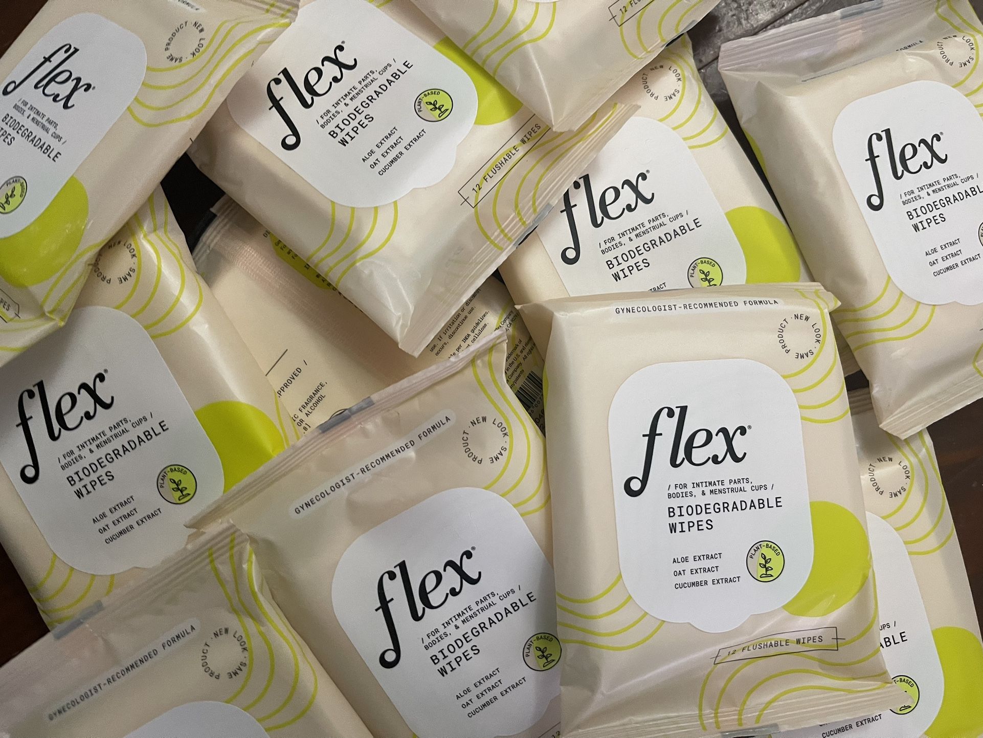 Flex Biodegradable Wipes, Plant Based, 12 Flushable Wipes $2.00