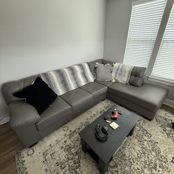 Gray Leather Sectional