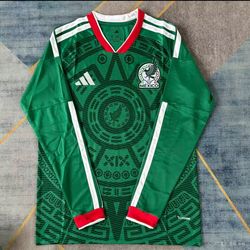 Small Medium Large XL 2XL 3xl 4xl  slim fit Soccer Mexico jersey Mundial green New Jersey  long sleeve player version sleeve long sleeve Women’s size 
