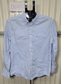 Tommy Hilfiger Men's Blue Gingham Classic Fit Button-Down Shirt Size M (0660)