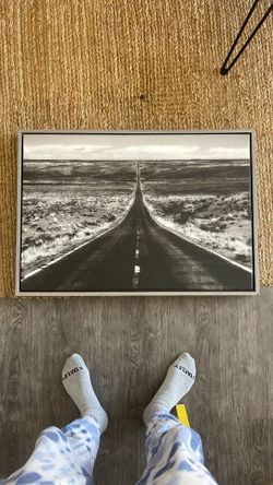 Black And White Canvas Road Framed Decor Picture