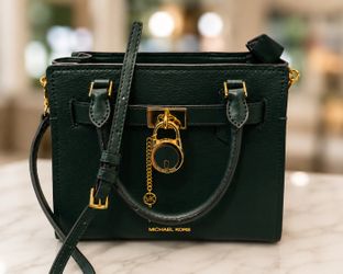 Michael Kors Hamilton Medium Satchel Crossbody Forest Green Brand New
