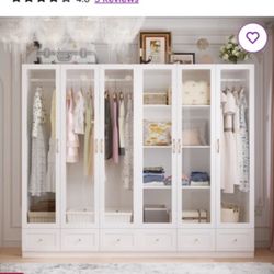 White Wardrobe With Glass Doors 