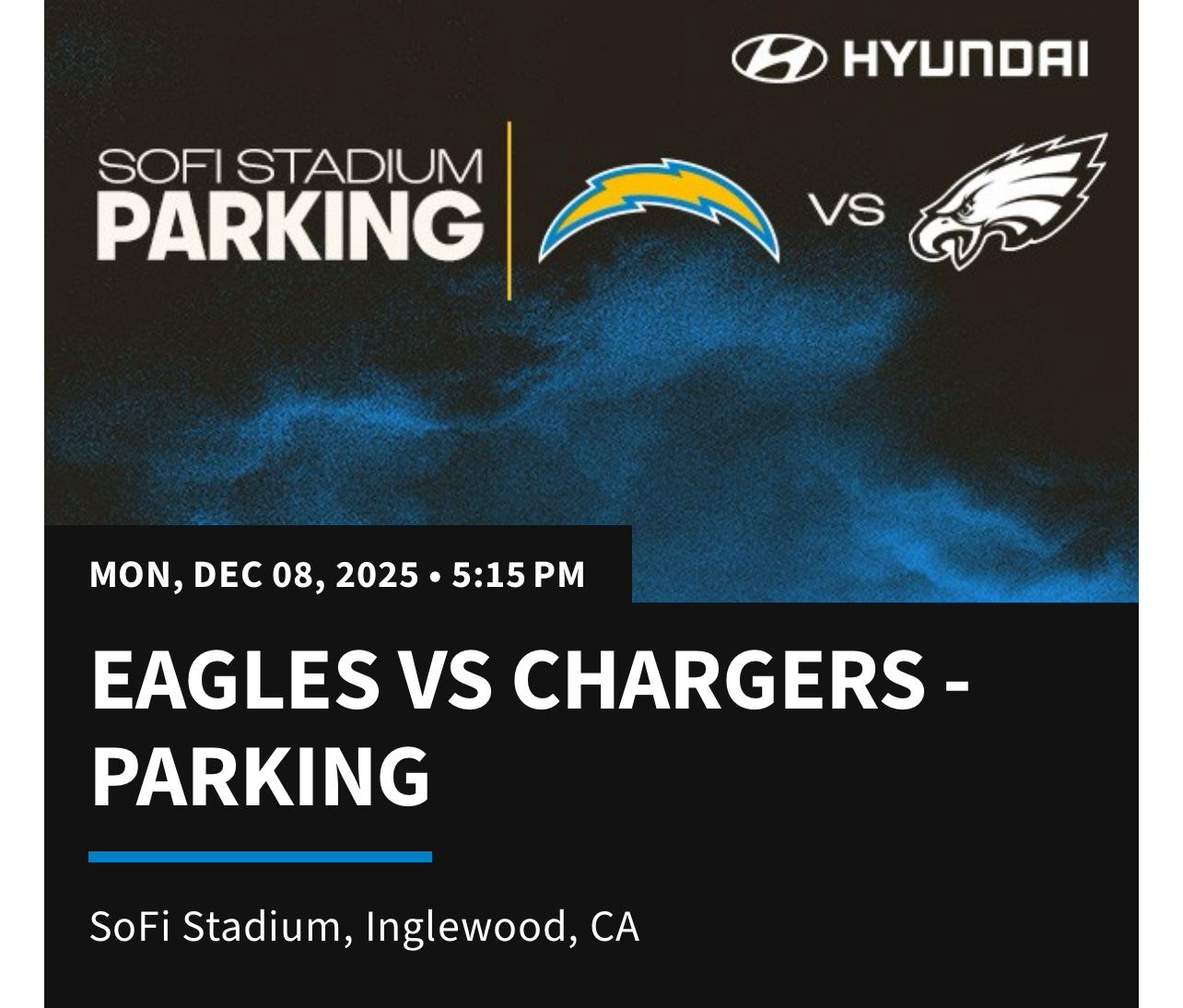 EAGLES VS CHARGERS - TAILGATE PASS PINK ZONE