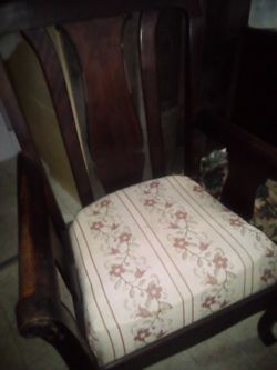 Antique Upholstered Wood Side Armchair  Thumbnail