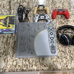 PS4 Pro 1TB Limited Edition God of War Bundle – Extra Controllers, Headset & 4 Games