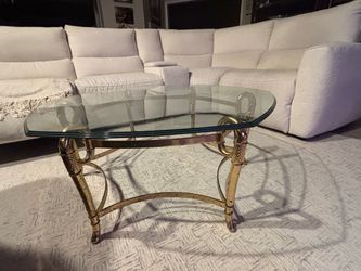 Glass Top Coffee Table with Brass Base