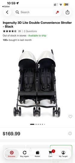 Ingenuity 3D Lite Double Convenience Stroller Black