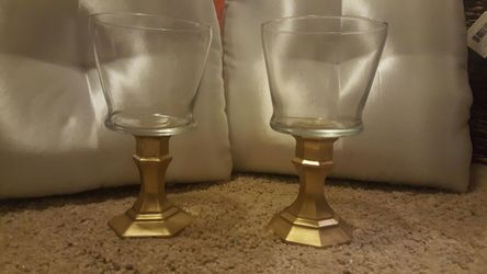 Glass candle holders gold party decor