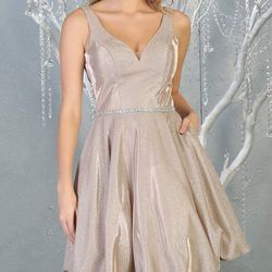 Short rose gold formal dress size 14