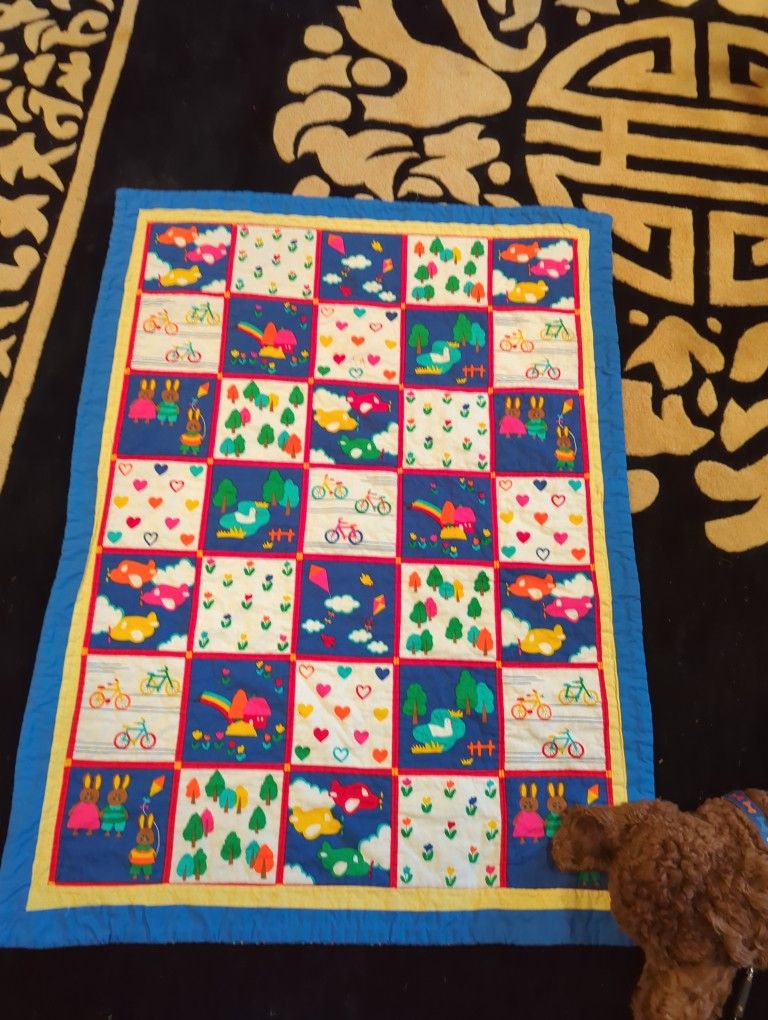 Small Baby Blanket In Primary Colors