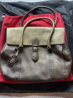 FENDI Large Calfskin Flap Tote Handbag