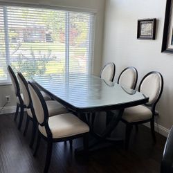 6 Oval Dining Chairs & Table (with Extension)
