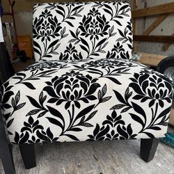 2 Black & White Damask Accent Slipper Chairs — Set ($200)