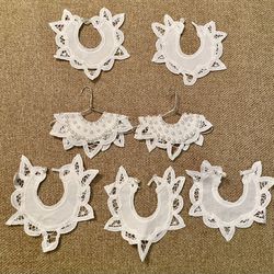Miniature White Battenburg Lace Trim Collars With Pearl Like Button