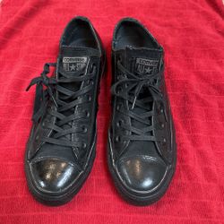 All Black Women’s Converse Shoes - Patent Leather, Size 7 US