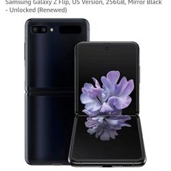 Samsung Galaxy Z Flip, US Version, 256GB, Mirror Black - Unlocked (Renewed)