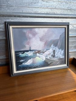 Vintage Seascape Painting By Rosemary Bonnell