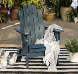 Patio Wood Adirondack Chair - Navy Blue Wash