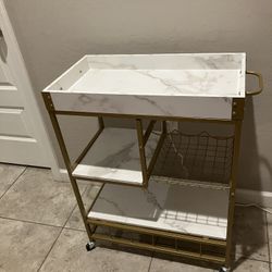 Marble And Gold Bar Cart
