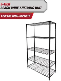 5 tier wire storage shelves 36’’ W x 16’’D x72’’ H (black)