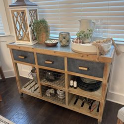 Wood And Metal Accent Table