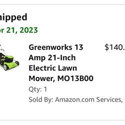 Greenworks lawn Mower 21 Inch Electric