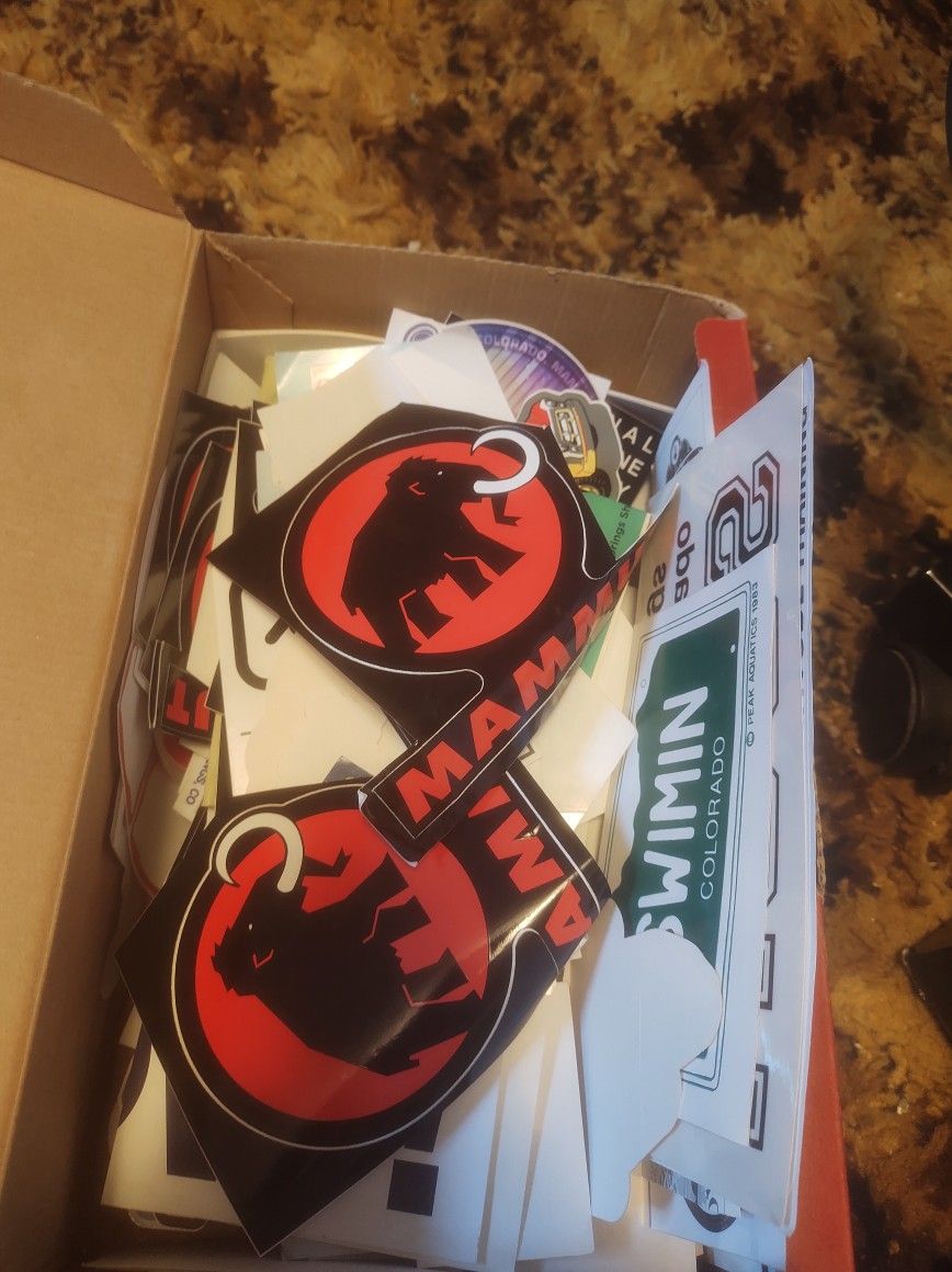 Box Of Outdoor Gear And Places Stickers