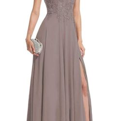 Women's Slit Lace Prom Dresses Chiffon