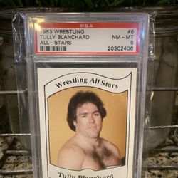 PSA 8 1983 Wrestling All Stars Tully Blanchard Rookie Card Four Horsemen RC HTF WWE WWF WCW NWA HOF MAN CAVE