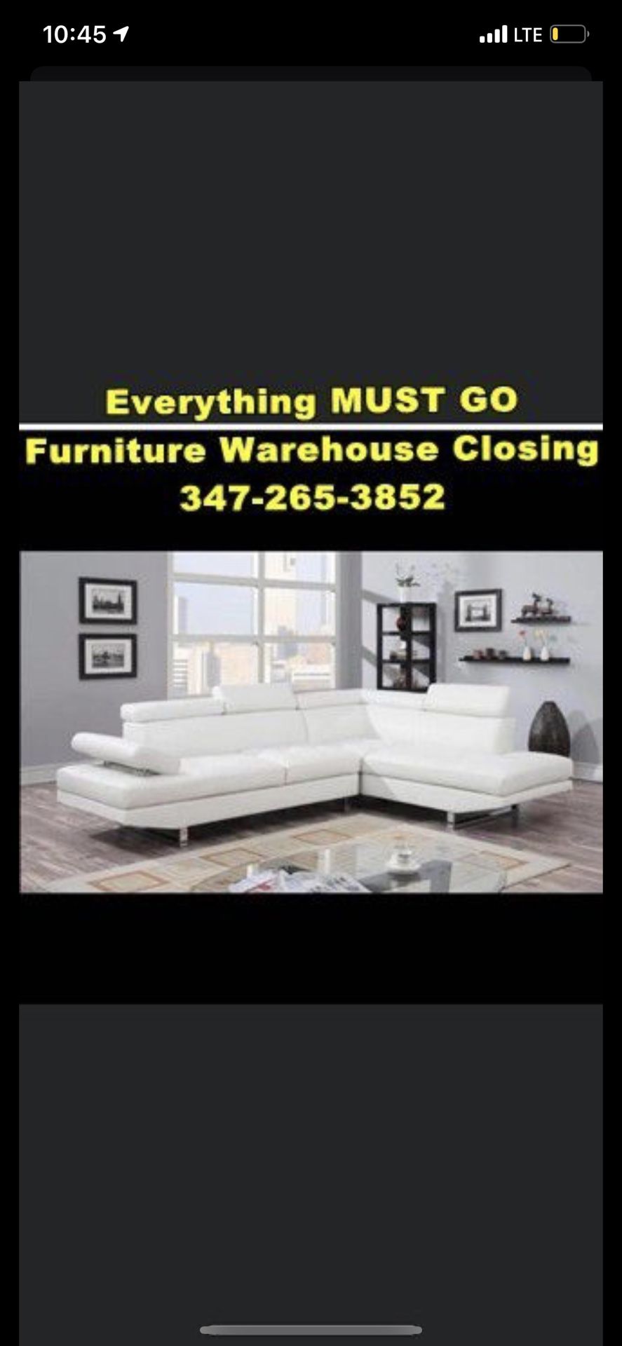 white leather sectional. Must Go