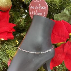 10k ANKLET WHITE GOLD 