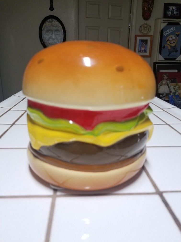 Large Ceramic Cheeseburger Piggy Bank
