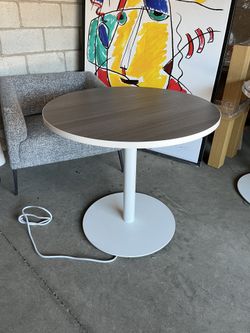 Modern Gray Round table with Built In Power And USB ( Can Deliver For $10 )