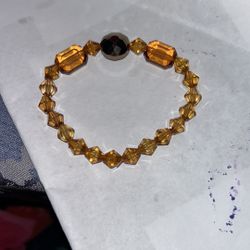 Hand Beaded Elastic Golden Crystal Bracelet 