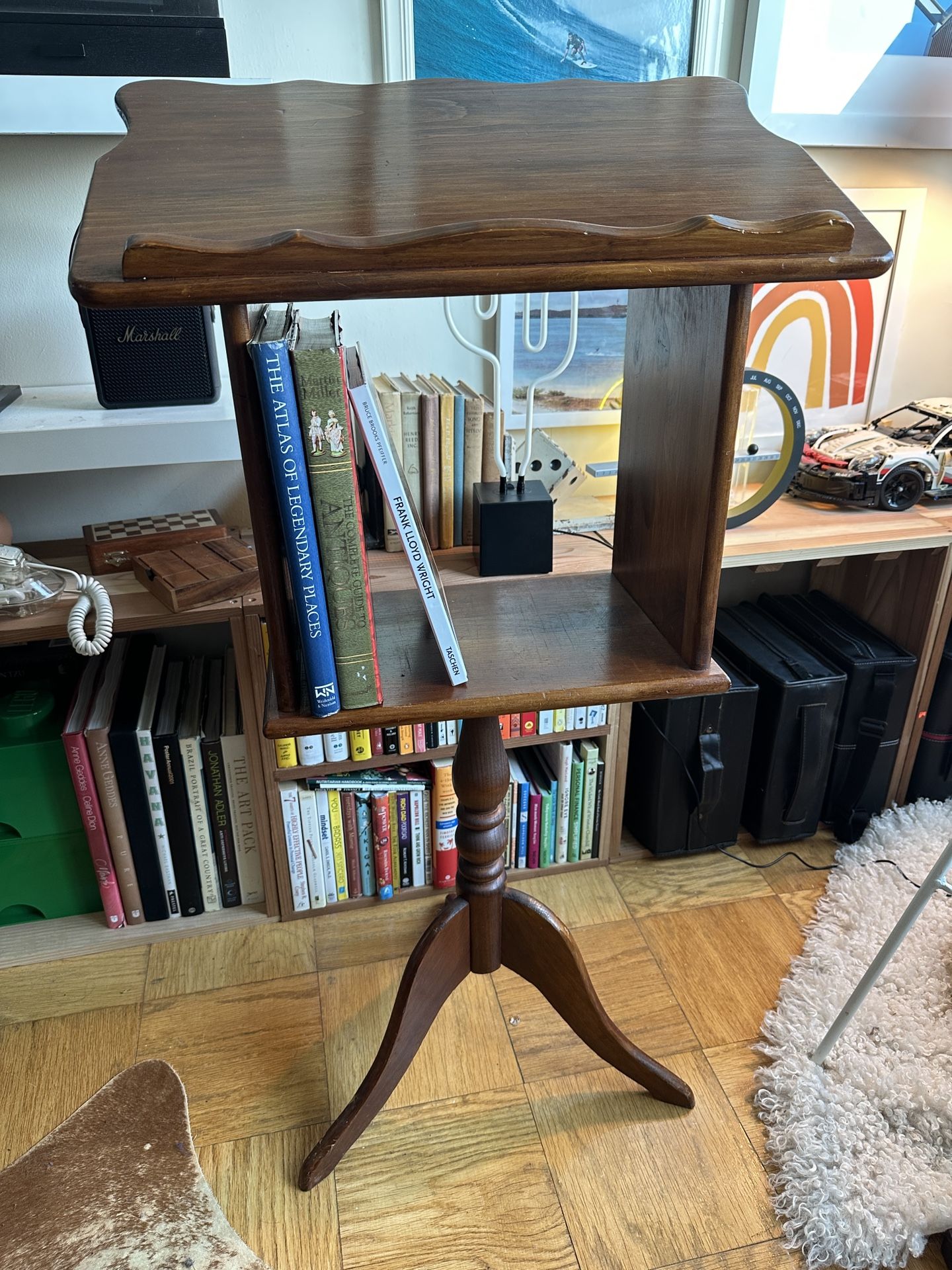 Vintage solid wood full podium with storage
