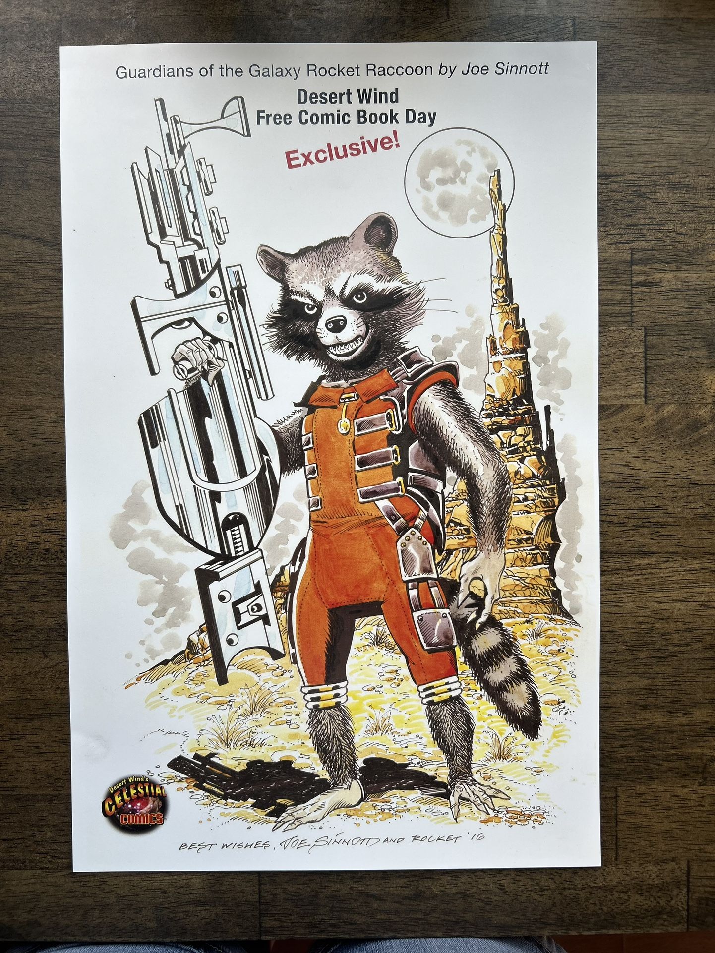 Autographed By Joe Sinnott 11x17 Rocket Raccoon Poster Free Comic Book Exclusive