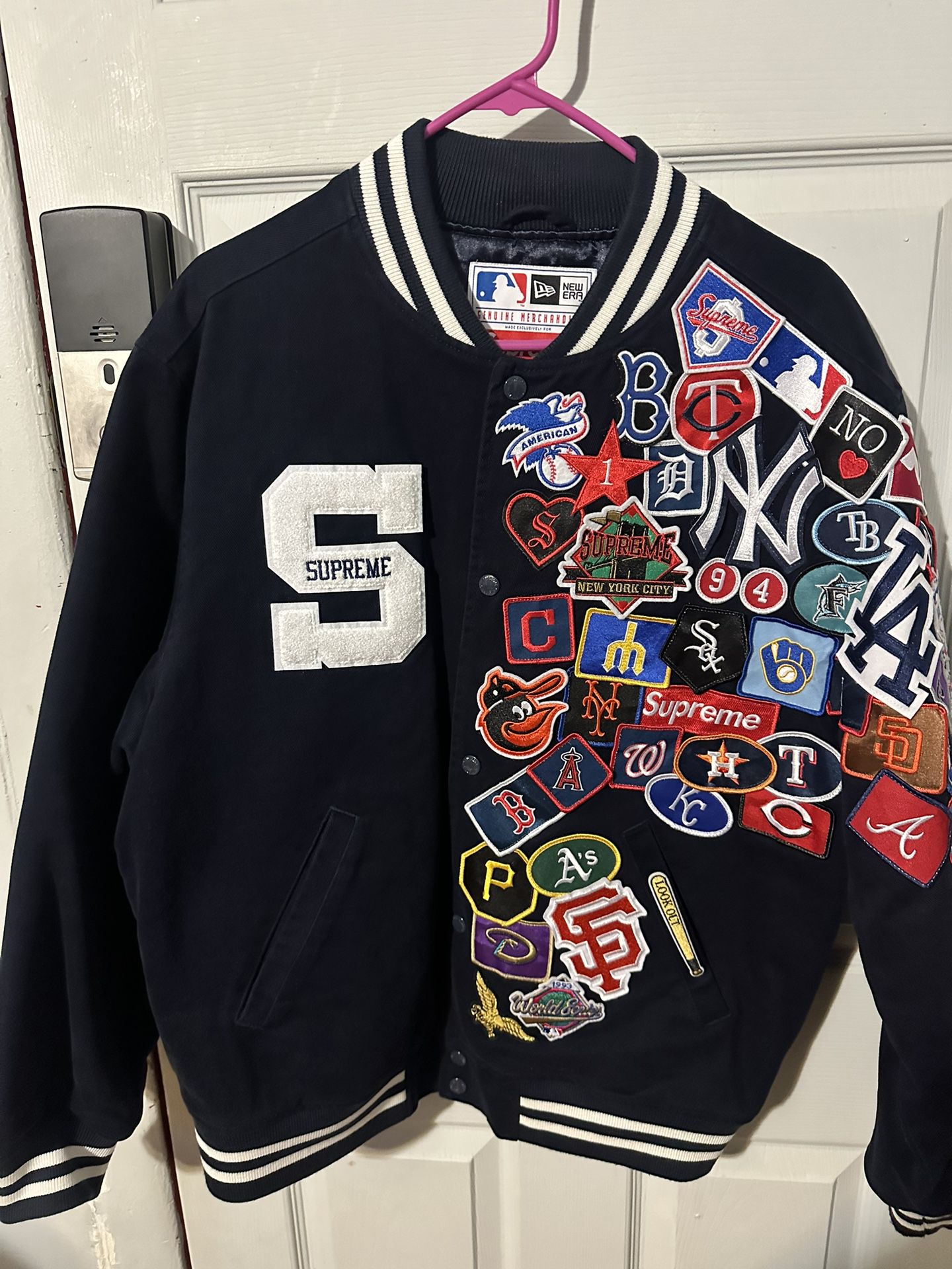 Supreme MLB Varsity Jacket Size Large With Supreme Yankees Box Logo Beanie  for Sale in New York, NY - OfferUp