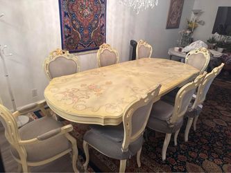 Italian Dining Set – Extendable Table + 8 Chairs – Hand Painted – $750 OBO – Pickup ASAP