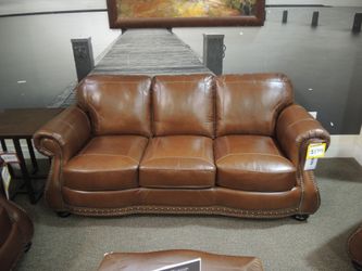 Rocky Mountain Leather Leather Roll Arm Sofa