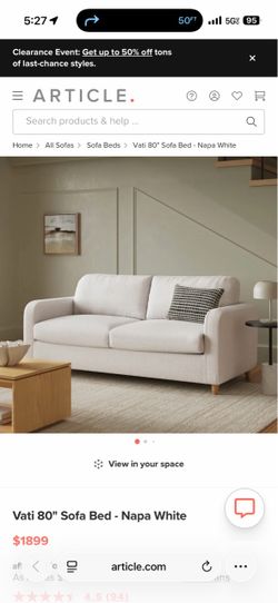 Article Vati 80” Sofa Bed - Napa White