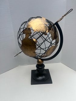 Vintage Armillary-Style Celestial Metal Globe Sphere