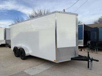 2026 New 7x16 TA Screwless Enclosed Trailer | Spoiler Package | .08 Polycor | Dexter Axles | 946 (White)
