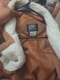 Vintage Aztec Leather Suede Sherpa Bomber Jacket Western Rancher Size M. VG+