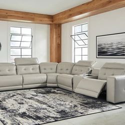 Leadman Dove Gray 6-Piece Power Reclining Sectional