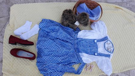Girls Dorothy Wizard of Oz Costume large with new shoes all items